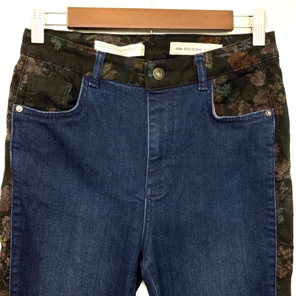 Anthro Pilcro Floral Panel High Rise Skinny Jeans | Sz 28 - Picture 6 of 14